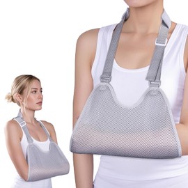 GAOUREL Mesh Arm Sling, Shoulder Immobilizer with Adjustable Shoulder Straps for Torn Rotator Cuff and Arm Injuries, Suitable for Both Right & Left Arm (Grey-S)