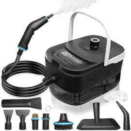 Pressurized Steam Cleaner, Steamer for Cleaning, 2500W Pressurized Steam Cleaner with 12 Attachments, Portable Steamer Cleaner for Home Car Kitchen Bathroom Furniture Tile Grout (Black)