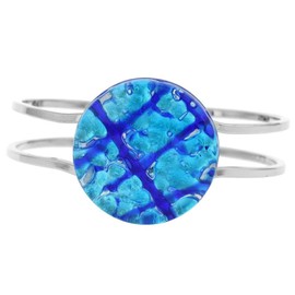 GlassOfVenice Murano Glass Venetian Reflections Metal Bracelet - Aqua Blue
