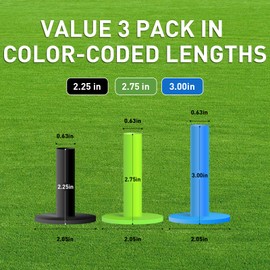 AXKAL Golf Rubber Tees Practice Training Value 3 or 6 Pack Mixed Size, Used For Driving Range Golf Mats, Suitable for Indoor Outdoor Backyard Home Office (3 Pack-Multicolor)