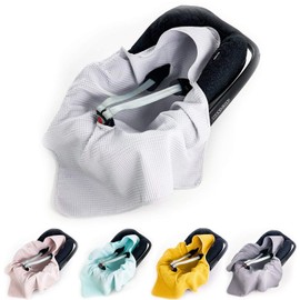 BABEES© Swaddling Blanket Waffle Fabric Cotton Waffle Pique for Baby Seat Car Seat Universal Spring Summer Baby Blanket for Pram Baby Carrier without Filling Light