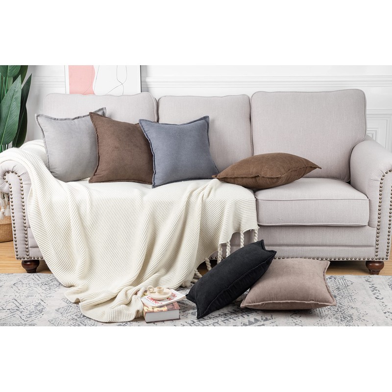 Madizz Set of 2 Short Chenille Throw Pillow Covers 24x24