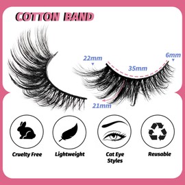 Veleasha Lashes Kit with Glue & Tweezer Cat Eye Lashes that Look Like Extensions Fluffy Faux Mink Lashes Wispy Fox Eye Lashes Natural Look 7 Pairs Fake Eyelashes Pack (Cat Eye) | Veleasha