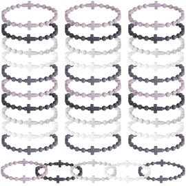 Tondiamo 30 Pcs Friendship Silicone Cross Bracelet Bulk for Women Men, 5 Colors Christian Jesus Prayer Bracelet Religious Faith Belief Gift