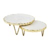 Mud Pie Marble Edge Riser Set, Small 3" x 8" Large 4" x 10" Dia, Dia Dia, White and Gold