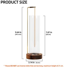 Incense Holder for Sticks, Anti-Ash Flying Incense Burner with 30 Incense Sticks, Detachable Glass Ash Catcher (Wood, Brown-2Pcs)