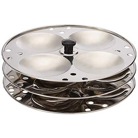 Tabakh Stainless Steel 3-Rack Idli Stand, Makes 12 Idlis