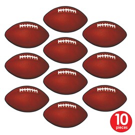Beistle 10 Piece Miniature Paper Football Cut Outs Game Day Party Decorations, Brown/White/Black, 4"