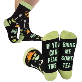 Zelica Novelty funny tea Socks “If You Can Read This, Bring Me some tea” - Novelty Gifts for Men, Tea lover Gift for Women and Teens, Birthday, Christmas Stocking Stuffers