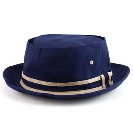 Armycrew Cotton Twill Fisherman Roll Up Bucket Hat with Stripe Band - Navy Khaki - 2XL