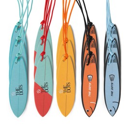 Giovahannah THEDOTS Series 15 Pack Assorted Surfboard Hanging Car Air Fresheners, 5 Unique Scents, Detachable Message Cards with Surfing Art, Long-lasting Scent, Gift for Car & Home