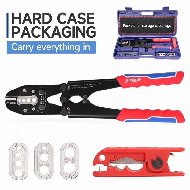 iCrimp Battery Cable Lug Crimping Tool Set includes Cable Lug