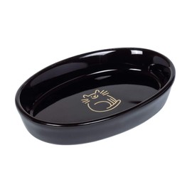 Nobby Golden Cat Ceramic Oval Bowl, Black, 17 x 11 x 2.5 cm, 0.12 L