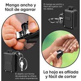 OCCULO 2PC Corta Uñas Adulto, Cortauñas, Cortauñas de Acero Inoxidable, Accesorio de Higiene y Limpieza Personal para Manos y Pies, Negro