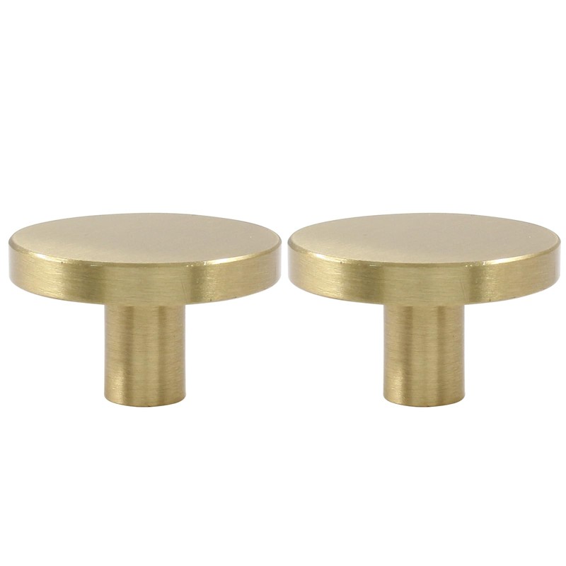 Jiozermi 2Pcs Solid Brass Round Cabinet Knobs, 1-5/16-Inch Dresser Drawer