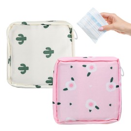 Aomhrek 2 PCS Sanitary Pad Storage Bag, Period Bag for Girls, Handbag Essentials, Portable Sanitary Napkin Towels Storage Bag with Zipper for Women Ladies