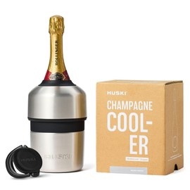 Huski Champagne Chiller | NEW | Award-Winning Iceless Design with Detachable Bottle Stopper | Keeps Wine Cold up to 6 Hours | Fits most 750ml Champagne, Prosecco & Sparkling Wine Bottles (Stainless)
