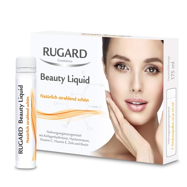 RUGARD Beauty Liquid Drinking Ampoules with Collagen Hyaluronic Acid Zinc Biotin Vitamin C and E 7 x 25 ml