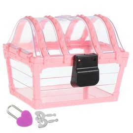 ibasenice Kids Jewelry Storage Box with Lock Pink Clear Treasure Chest for Girls Rings Necklaces Organizer Small Accessories