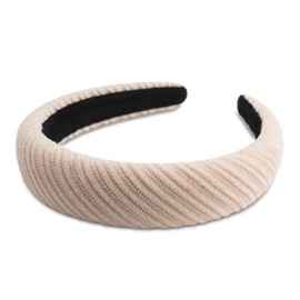 SXQLYH Headband, Padded Corduroy, Women's Headband, Thick Hair Band, Headbands, Soft Corduroy Hair Band, Padded Hair Band, Comfortable Headbands for Women and Girls (Beige)