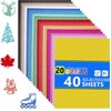 A4 Glitter Cardstock 40 Sheets 20 Colors，8.27 x 11.73 in