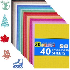 A4 Glitter Cardstock 40 Sheets 20 Colors，8.27 x 11.73 in Cricut Paper Cardstock, No-Shed Sparkly Glitter, Glitter Paper for Arts and Crafts - Card Making, Scrapbooking, DIY Projects