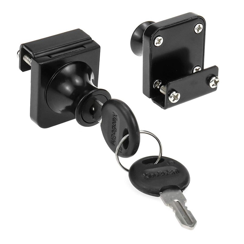 No Drill Glass Lock 2 Sets Black, for 0.2-0.3 inch