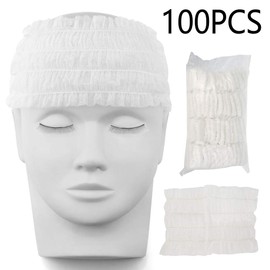 Steppiano 100pcs Disposable Hair Band Hair Cap Dispo Cap Non-woven Hair Cap Disposable Hair Dispo Cap Single Use Hair Dispo Hair Hair Band Cap Turban Makeup Makeup Women's Commercial Use 24.4 x 4.3
