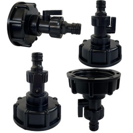 IBC Tank Adapter with Plug for System Gardena Garden Hose, IBC Tank Accessories IBC Tank Cap Adapter S60 x 6 to 3/4 Inch with Regulating Valve Plug-In Coupling Compatible with Gardena System (Pack of