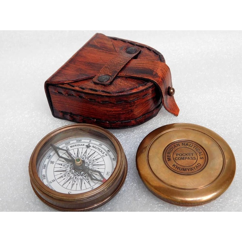KHUMYAYAD Olid Brass Pocket Compass Navigation Compass Vintage Nautical Fully