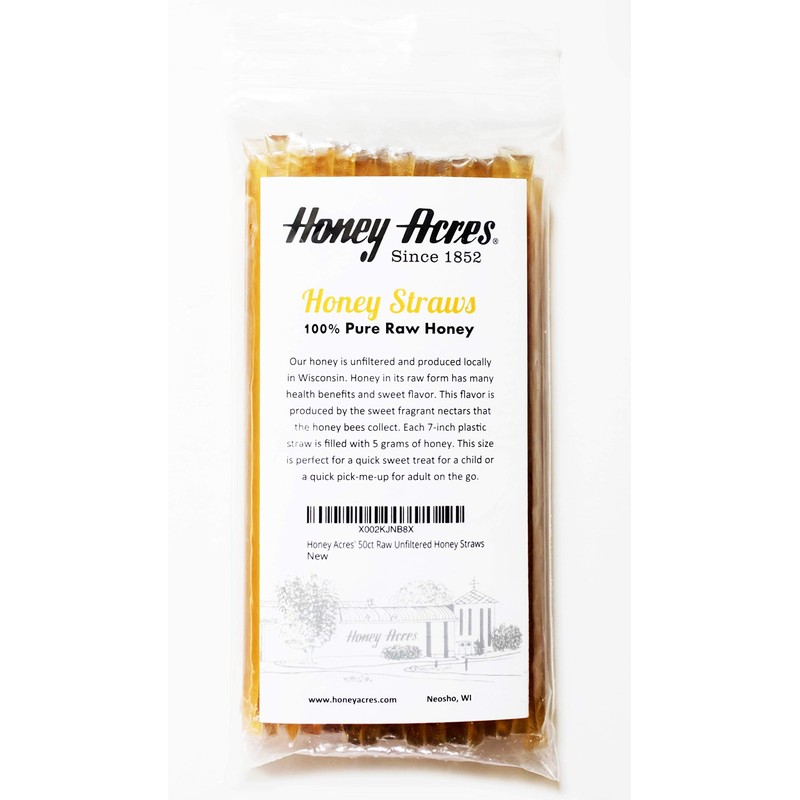 Honey Acres' Raw Unfiltered Honey Straws - USA Honey Sticks