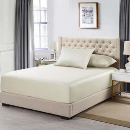 Royal Tradition-Fitted Sheet Only, 100-Percent Cotton 600 Thread Count (Queen Size, Solid Ivory)