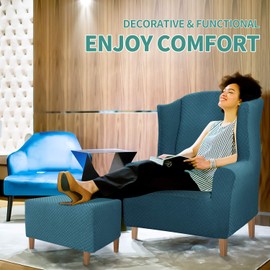 YEMYHOM Ottoman Cover Latest Jacquard Design High Stretch Folding Storage Footstool Protector Rectangle Removable Slipcover (Ottoman X-Large, Peacock Blue)