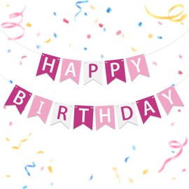 Oeyliz Happy Birthday Banner Pink Happy Birthday Sign Birthday Decorations for Birthday Party Backdrop Wall Decor Pink Birthdays Sign for Men Women Party Supplies