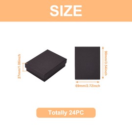 Craftdady 24pcs Black Kraft Jewelry Boxes with Lid 9x7cm Rectangle Cardboard Gift Box With Sponge Inside for Bracelet Pendants Storage Presentation