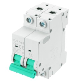 MECCANIXITY 1Pcs Miniature Circuit Breaker 2P 10A AC 110V DZ47-63 DIN Rail Mount Disconnect Switch Circuit Breaker Protection Thermal Magnetic Trip for Short Circuit Protection, Overload Green