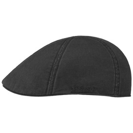 Stetson Texas Cotton Flat Cap with UV Protection 40+ - Cotton Peaked Ivy Cap - Solid-Color Cap for Spring/Summer Black M (56-57 cm)