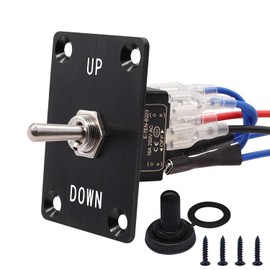 TWTADE Rocker Toggle Switches Momentary 6 Pin 3 Position (ON)-Off-(ON) UP/Down Polarity Reverse Switch with Panel,Wires and Waterproof Cap