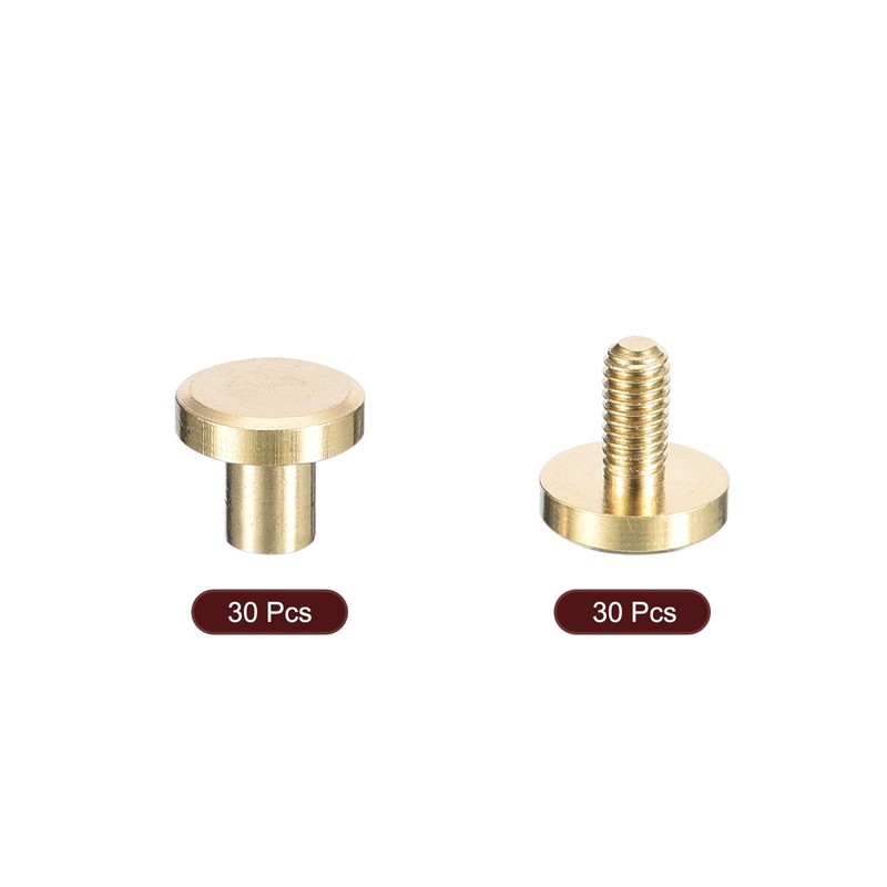 sourcing map 30Pack Brass Chicago Screws, 5x8mm Flat Head Screw