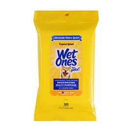 Wet Ones for Pets Deodorizing Multi-Purpose Dog Wipes With Baking Soda | Dog Deodorizing Wipes For All Dogs in Tropical Splash Scent, Wet Ones Wipes with Wet Lock Seal | 30 Ct Pouch Dog Wipes 1 Pack