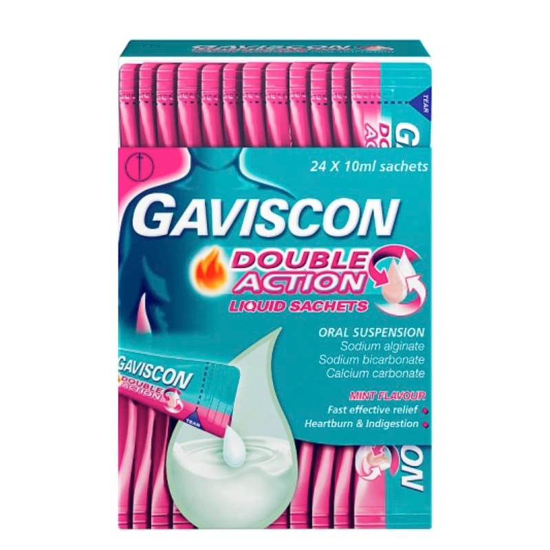 Gaviscon Double Action Heartburn & Indigestion Mint Flavour Sachets 24x10ml,