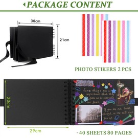 FUNVCE Photo Album 80 Black Pages Scrapbook Photo Album for DIY 40 Sheets 30.48 x 22.8 cm. Photo Book for Gluing DIY Spiral Album Vintage for Baby Valentine's Day Birthday Gift