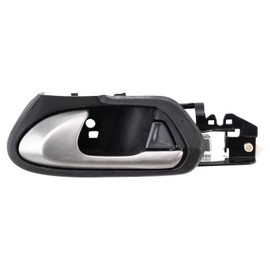 TRQ Left Interior Door Handle Black Housing With Silver Lever Drivers Side Compatible with 2006-2011 Honda Civic