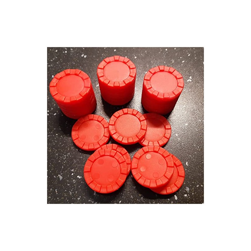 30mm x 5mm Plastic Stacking Counters pack of 25 (Red)