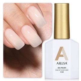 AILLSA Nude Gel Polish Light Natural Jelly Gel Nail Polish Sheer Neutral Color Translucent Gel Polish Skin Tone Soak Off U V Gel for Nail Art French Manicure at Home 0.51 Fl Oz /GB56