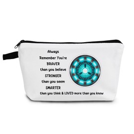 YULUENZE Iron Makeup Bag Iron Fans Organizer Bag You Are Stronger Smarter Than You Think Toiletry Zipper Pouch Iron Cosmetic Bag Inspirational Present for Movie Fans Women