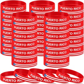Leitee 60 Pcs Puerto Rico Bracelets Puerto Rico Souvenirs Gifts Silicone Pr Flag Party Favors Rubber Wristbands Bulk for Pr Patriotic Anniversary Veterans Day National Day