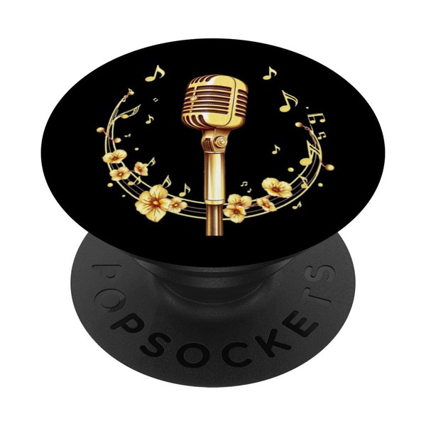 Vintage Stage Mic Microphone with Music Notes Clef Musician PopSockets