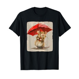 Charming Mouse with Umbrella for Trendy Costume Season T-Shirt