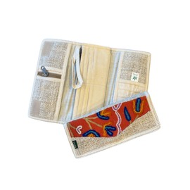Asatre Hemp Tri-Fold Embroidered Wallet – Eco-Friendly, Durable, Vegan Wallet with Multiple Card Slots – Lightweight, Handmade Natural Fiber Wallet for Women (Orange)